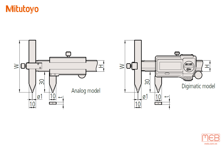 Thước cặp Offset Centerline cơ khí, điện tử series 536, 573 Mitutoyo